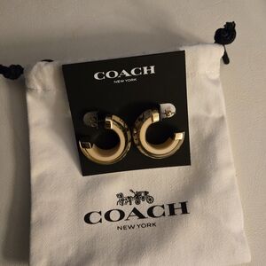 Coach Gold Hoop Earrings, NWT